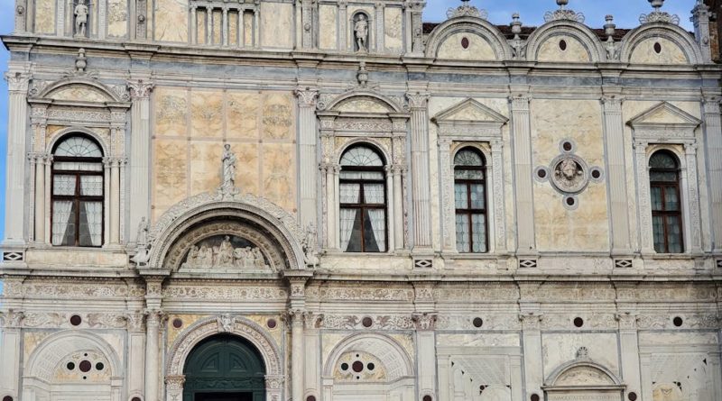 facade of the scuola grande di san marco in venice italy